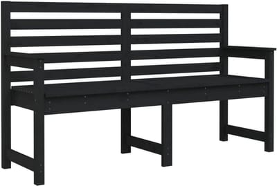 Houten Tuinbank - Buiten Zitten - Ontspannen Buiten - Massief Grenenhout - 160x48x91.5 cm - Zwart