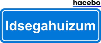 Hacebo - Plaatsnaam Sticker - 29x10 CM - Idsegahuizum sticker - Verkeersborden sticker - grappige cadeaus - Idsegahuizum