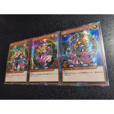 3 stuks/set Yu-gi-oh! Zwarte Magiërsmeisje Zelfbeheersing Verzamelen Handtekening Ruil Flash Card Anime Cartoon Cadeau Speeltje