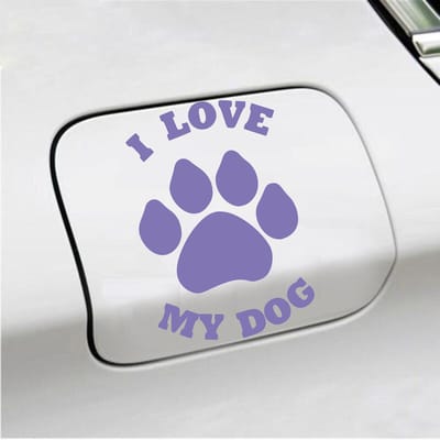 Bumpersticker - I Love My Dog - 13,9 X 9,3 - Paars