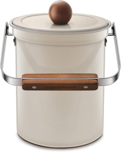 Aanrecht Compostbak - Keuken Afvalbak - Voedselresten Verzamelen - Luchtdicht Deksel - 15x18x20 cm - Gebroken Wit