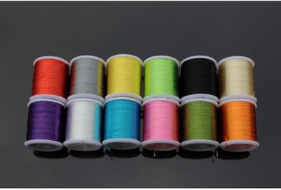 Zijdeachtige Visdraden - Bindmateriaal Vliegvissen - Vliegvissen Lokaas Maken - 24 Verschillende Kleuren - 12 spoelen 40 meter - Helder
