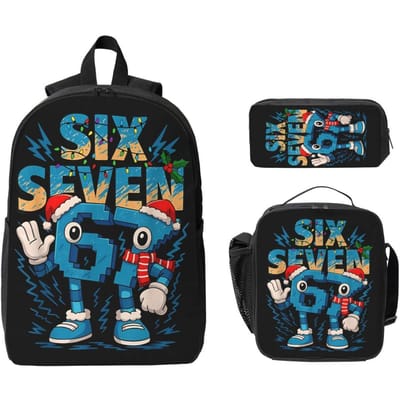 3 Stuks 67 Zes Zeven 6-7 Italiaans Breinrot Schooltassen Set voor Meisjes Jongens Etuis Rugzak Sets met Lunchbox Voor Dagrugzak