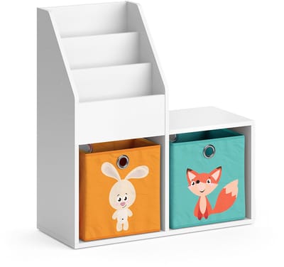Vicco Luigi Kinderboekenkast – 72 x 79 cm Mini, met 2 vouwboxen opt.1 Wit