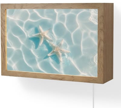Wandlamp 30x20 cm - Oplaadbaar - Zeesterren - Golvend water - Rustgevend - Wandlampen binnen woonkamer - Slaapkamer lamp met kabel - Decoratieve nachtlamp - Vloerlamp snoer