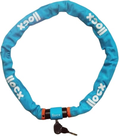 LLOCX Kettingslot van 1 Meter - 6mm - Roestvrij Gelegeerd Staal - 900gr. - Krasvrij en Scheurvrij - Blauwe Sleeve - Sluiting met Anti-Stofklep