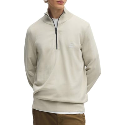 BOSS Kanobix Half Zip Trui Ecru - Maat XL - Heren - Quarter zip