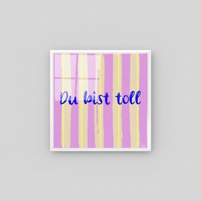 Inspirerende “Du bist toll” Decoratieve Tegel – Roze & Geel 15×15 cm Keramische Muurdecoratie Cadeau