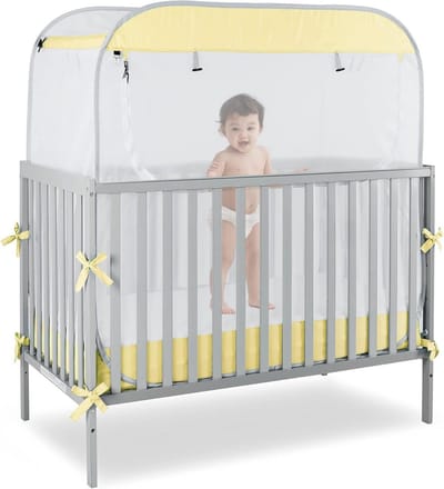 Baby Bed Tent - Veiligheidstent - Baby Beschermen - Anti-klim ontwerp - 130x71x130 cm - Licht kaki