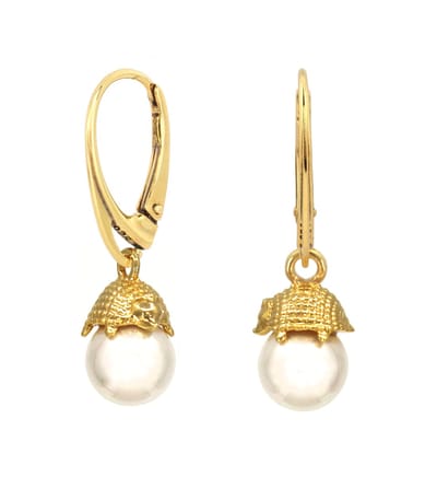 ARLIZI 2427 Oorbellen egel met parel oorhangers - verguld - 3 cm