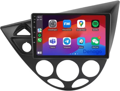 CarPlay autoradio geschikt voor Ford Focus (1998–2004) & Ford Fiësta (1995–2001) | 9 inch | Android 13 | Draadloos Apple CarPlay & Android Auto | 2GB + 32GB | QuadCore processor | Denago DNG-A59 | 2025 model | 1995 1996 1997 1998 1999 2000 2001 2002