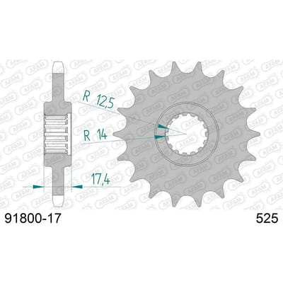 Stalen motortandwiel voor Afam 525 17 dents