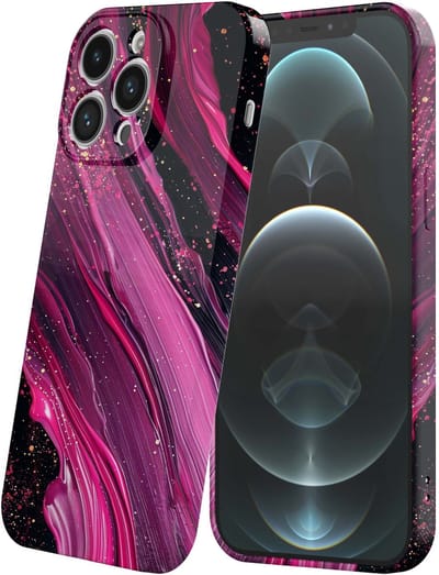Smartphonica Telefoonhoesje Geschikt voor iPhone 12 Pro Max met Paars Roze Marmer Opdruk - Flexibel Softcase TPU - Backcover Case Paars Roze Marble Design geschikt voor iPhone 12 Pro Max
