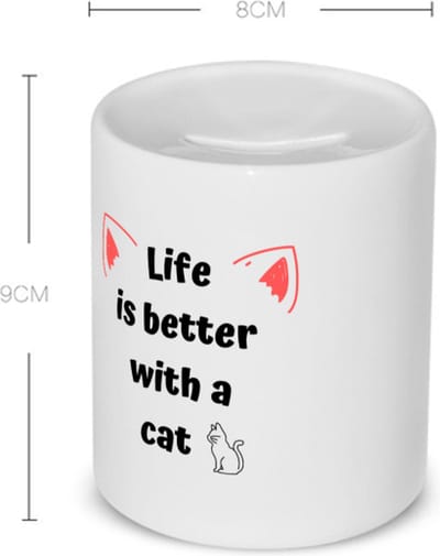 Akyol - life is better with a cat Spaarpot - Katten - katten liefhebbers - verjaardag - cadeau - kado - geschenk - 350 ML inhoud