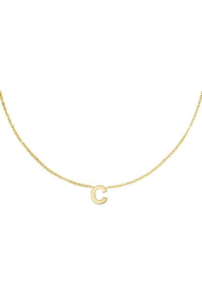 YW - Edelstalen ketting initiaal C Goud kleur Stainless Steel