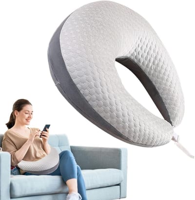 Leeskussen Bedkussen - Ruststoel Ondersteuning - Ontspannen Lezen - Ergonomische Haaksteun - 60 x 58 cm - Grijs