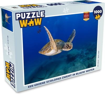 Puzzel Een groene schildpad zwemt in blauw water - Legpuzzel - Puzzel 1000 stukjes volwassenen