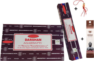 2 pakjes met 15 gram - Wierook - Wierookstokjes - Incense sticks - Darshan + 5 Mini Wierookstokjes + Gelukspoppetje