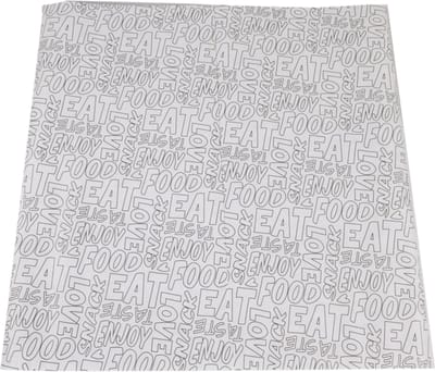 Vel - hamburgervel - papier + kleicoating - 33x34cm - Words - 1000 stuks