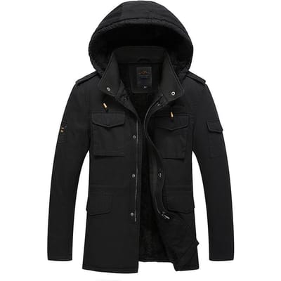Winter Heren Katoen Middellange Lengte Velours Warm en Koudebestendig Heren Casual Jas 5XL black