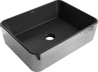 Mexen Catia opzetwastafel 48 x 37 cm, zwart mat/zilveren schubbenpatroon - 21314872