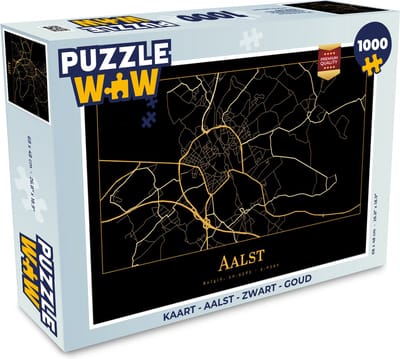 Puzzel Kaart - Aalst - Zwart - Goud - Legpuzzel - Puzzel 1000 stukjes volwassenen