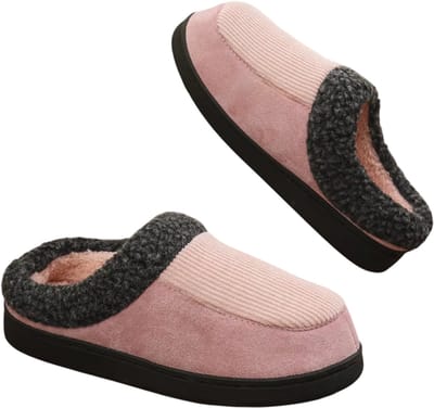 Heren Sloffen Warme Pantoffels - Antislip Huisschoenen Binnen - Comfortabele Winter Slippers Katoen Fuzzy - Roze - Maat 37