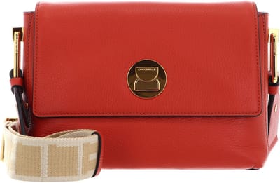 COCCINELLE Leren Schoudertas Liya Signature Handbag Grained Leather Tangerine Oranje