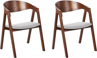 YUBA - Eetkamerstoel set van 2 - Donkerhout/Grijs - Polyester