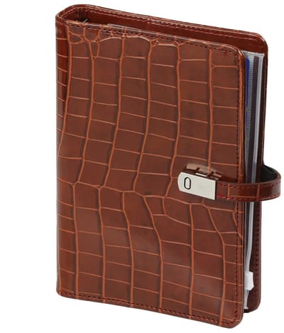 1111-10 hervulbare Personal 6 Ringband Organizer Croco Cognac 1 week per 2 paginas 2026-2027-2028