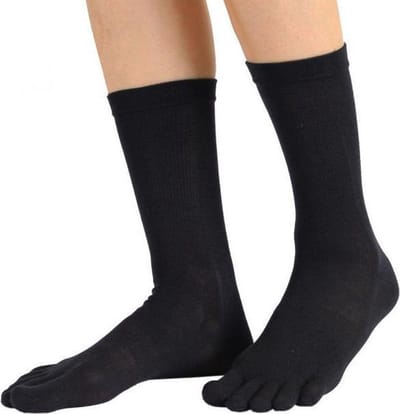 TOETOE Everyday Mid-Calf effen teensokken - Zwart - 35-46 - Teensokken