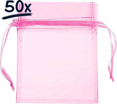 Set van 50 Organza Zakjes (12x15 cm) met Trekkkoord – Perfect voor Cadeaus, Bedankjes en Feestdecoratie