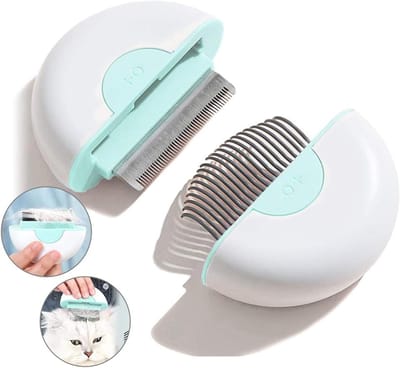 QTTVBTNA -Kattengrooming Kam -Hond Slicker Borstel - 2-in-1 Haarkam En Massagekam - Voor Korthaar En Langhaar - Plastic + Legering - Lichtgewicht En Reisvriendelijk - 1 Stuk