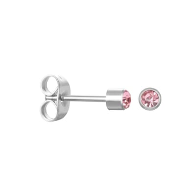 Aramat Jewels | Oorbellen | Mini Oorbellen 3mm Licht Roze Kristal | RVS | | | |3mm | Staal | Kinderen, Volwassenen | Verkleurd niet