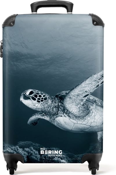 NoBoringSuitcases.com® - Koffer blauw - Schildpad trolley - 55x35x25
