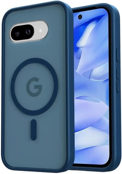Hoesje Geschikt voor Google Pixel 9a - Compatibel met MagSafe - Matte Beschermhoes - Back Cover met Magneet - Blauw