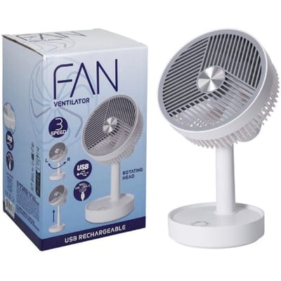 Van Der Meulen Ventilator - Tafelmodel - Oplaadbaar USB - Wit