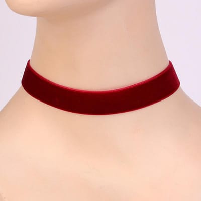 1 stuks Rood Fluweel Stof Zomer Smalle Kraag Eenvoudige Choker Ketting Decoratie Voor Vrouwen bordeaux