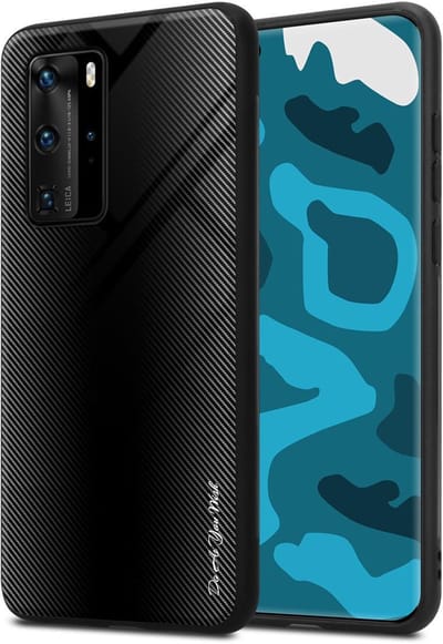 Cadorabo Hoesje geschikt voor Huawei P40 PRO / P40 PRO+ in OPAAL ZWART - Beschermhoes gemaakt van TPU silicone Case Cover en achterkant van gehard glas