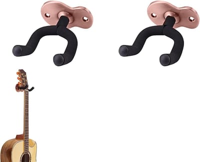 Gitaar Houder - Muurhanger Instrument - Muziek Opbergen - Zacht Beschermend - 2 Stuks - Rose Rood