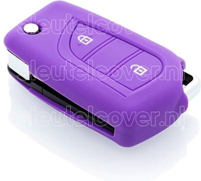 Autosleutel Hoesje geschikt voor Citroën - SleutelCover - Silicone Autosleutel Cover - Sleutelhoesje Paars