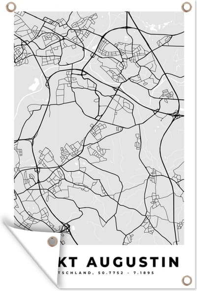 Muurdecoratie Stadskaart - Sankt Augustin - Plattegrond - Kaart - Duitsland - 120x180 cm - Tuinposter - Tuindoek