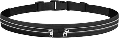 Sport Heuptas - Hardloop Riem - Tijdens Sporten - Reflecterende Strepen - 20 x 15 x 2 cm - Zwart