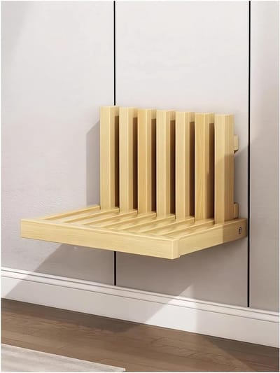 Opklapbare Wandbank - Wandmontage Stoel - Ruimte Besparen - Massief Hout - 49 cm Diep - Houtkleur