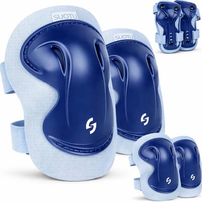 Suotu Skate Beschermset Kinderen - Skate bescherming - Skeeler Beschermset - Blauw/Zwart - M