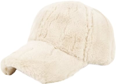 BamBella ® - Pet - Wit imitatie bont - Beige - zonneklep zonnehoedje volwassenen hoed muts