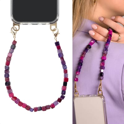 Selencia Universeel Telefoonkoord - Polskoord met Natuurstenen - Telefoon Ketting - GSM Koord - Berry Tones