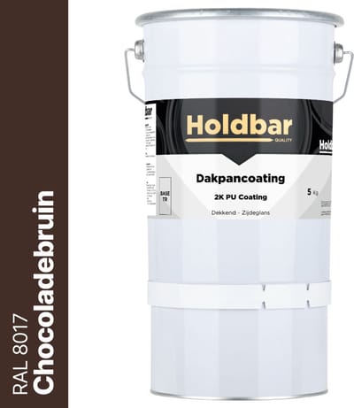 Holdbar Dakpancoating Chocoladebruin (RAL 8017) 5 Kg - Waterdicht - Vuil afstotend - UV-bestendig - Alle Kleuren - Dakpannen verven - Hecht op Steen, Beton, Dakpannen of Bestaande coating - 2 Componenten