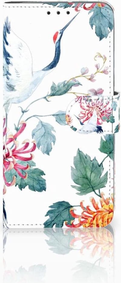 Motorola Moto G7 Power Telefoonhoesje met Pasjes Bird Flowers