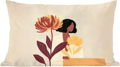 Sierkussens - Kussentjes Woonkamer - 60x40 cm - Vrouw - Minimalistisch - Bloem